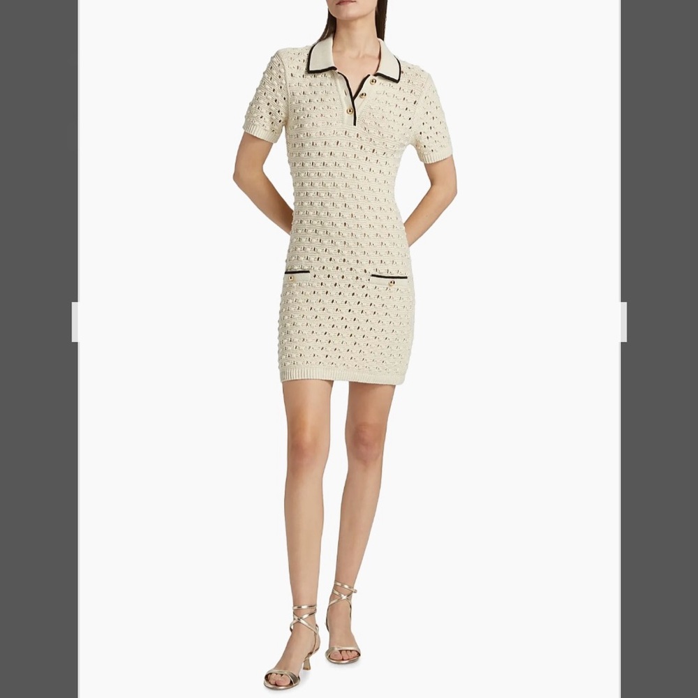 Frame The Bauble Crochet Cotton Minidress in Cream Size M - Picture 6 of 15